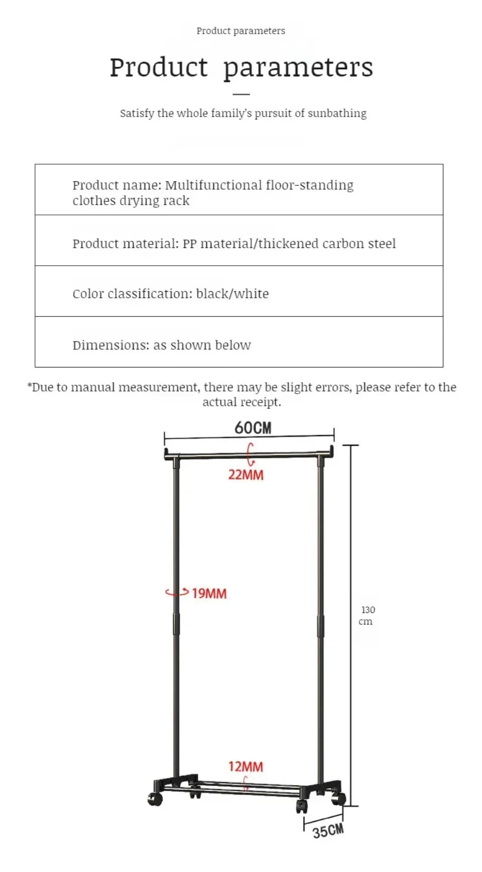 Double-Rod Clothes Rack Clothes Rack With Hooks Hanging Clothe Organizer For Bedroom Movable Bedroom Clothing Hanger With Wheels