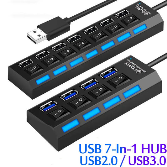 Multi USB Splitter USB 2.0 and 3.0 + 30CM Cable